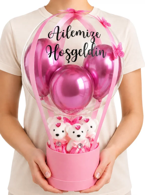 Pembe Hoş Geldin Balon Kutusu