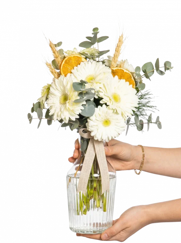 Masum Beyaz Gerbera Aranjmanı