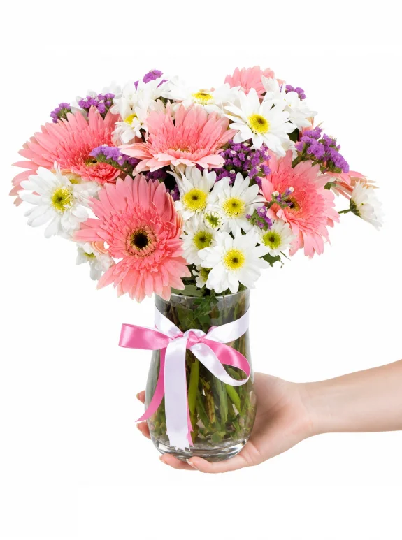 Pembe Gerbera Vazom