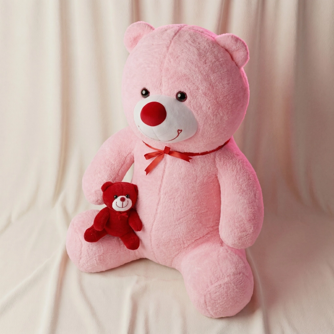 50 Cm Küçük Ayıcıklı Peluş Ayıcık (Pembe)